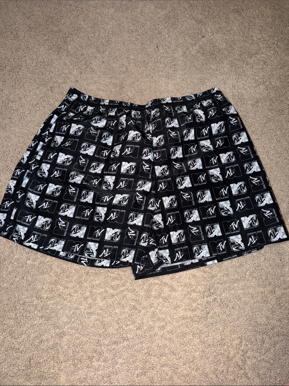 MTV Black & White Logo Print Men's Swim Shorts